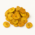 Chile Picante Plantain Chips, styled as a small pile on warm ivory