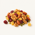 Evening Wind-Down Mix with walnuts, almonds, pumpkin seeds, dried cranberries and mango on warm ivory