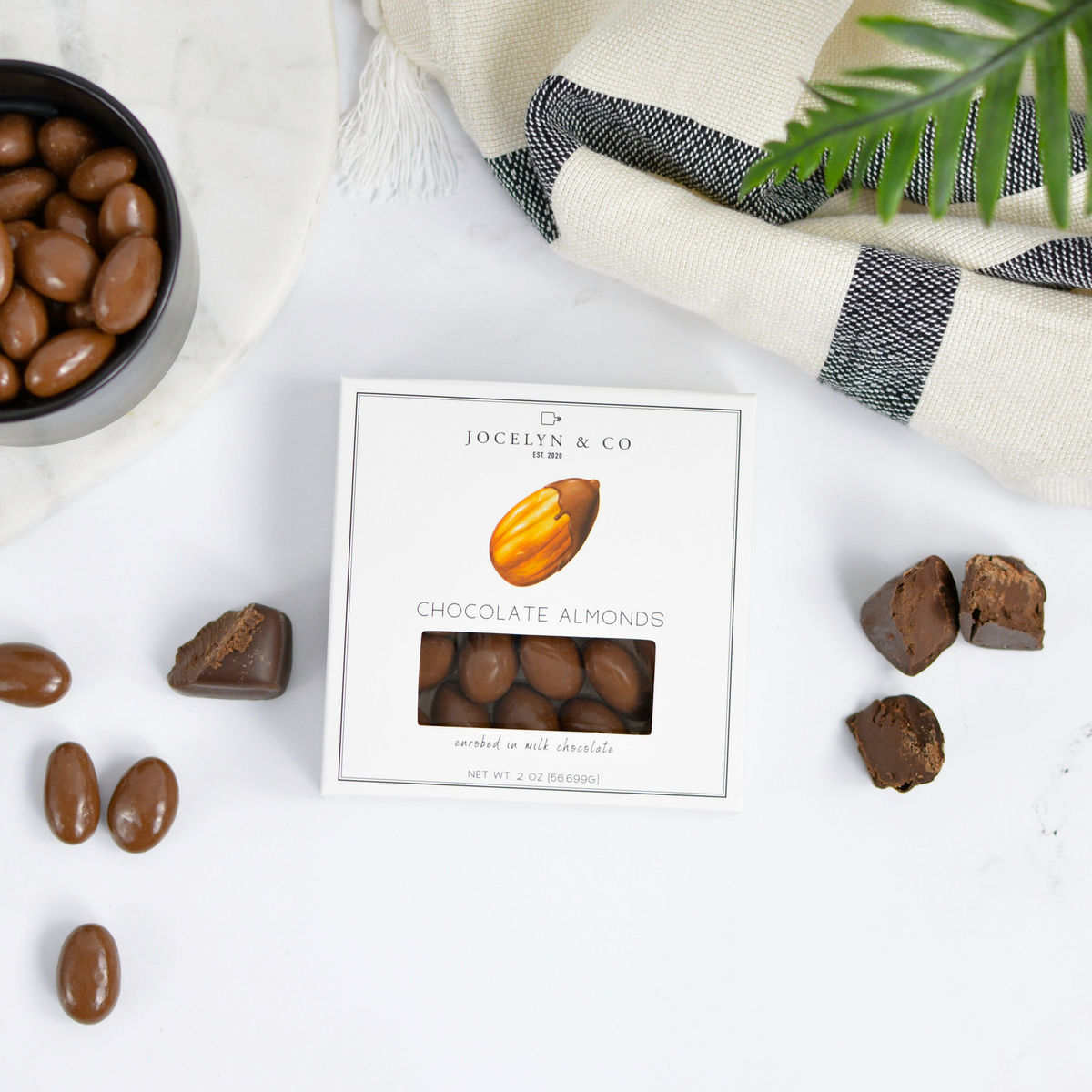 Jocelyn & Co. Milk Chocolate Almonds — square box