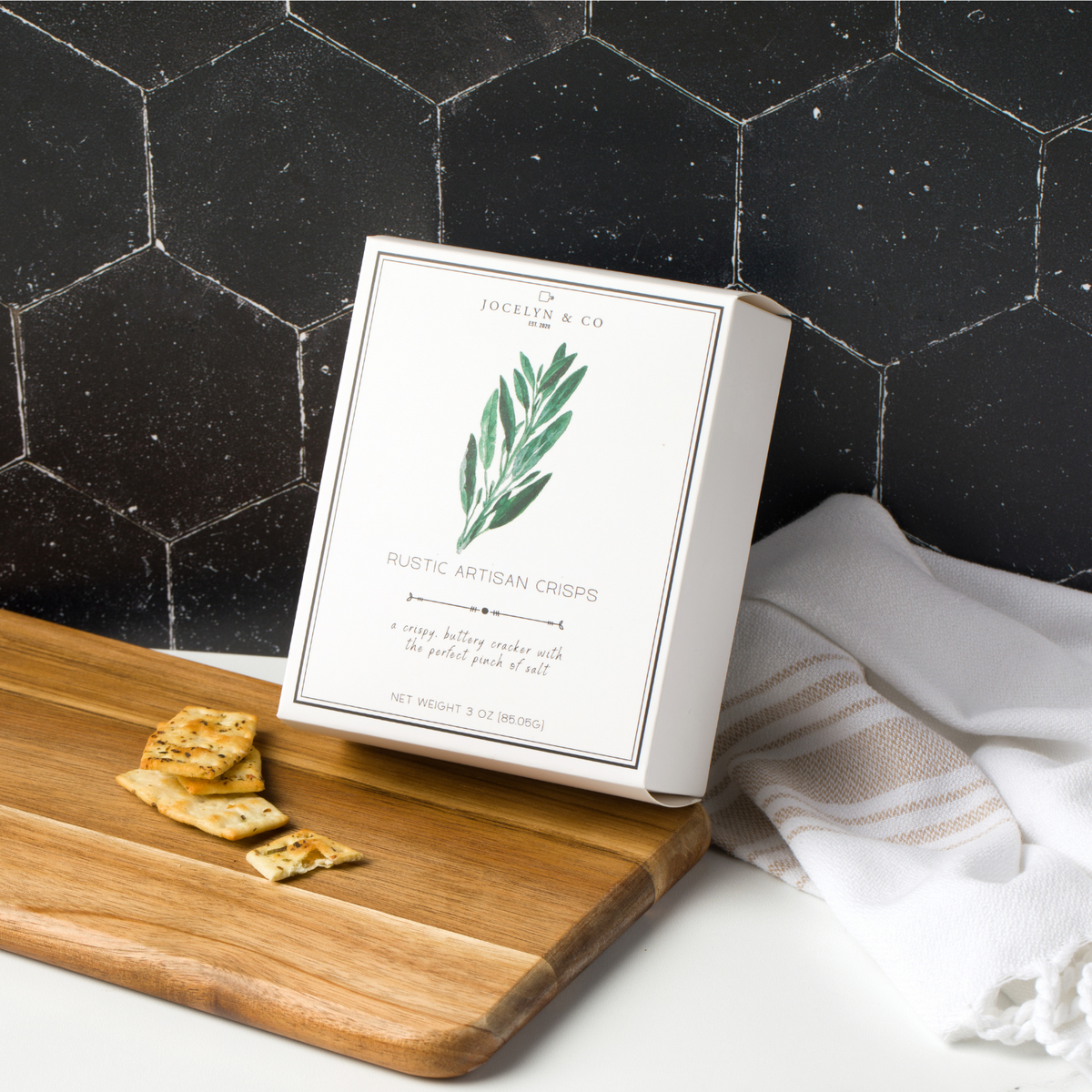 Jocelyn & Co. Rustic Artisan Crisps — rectangular box