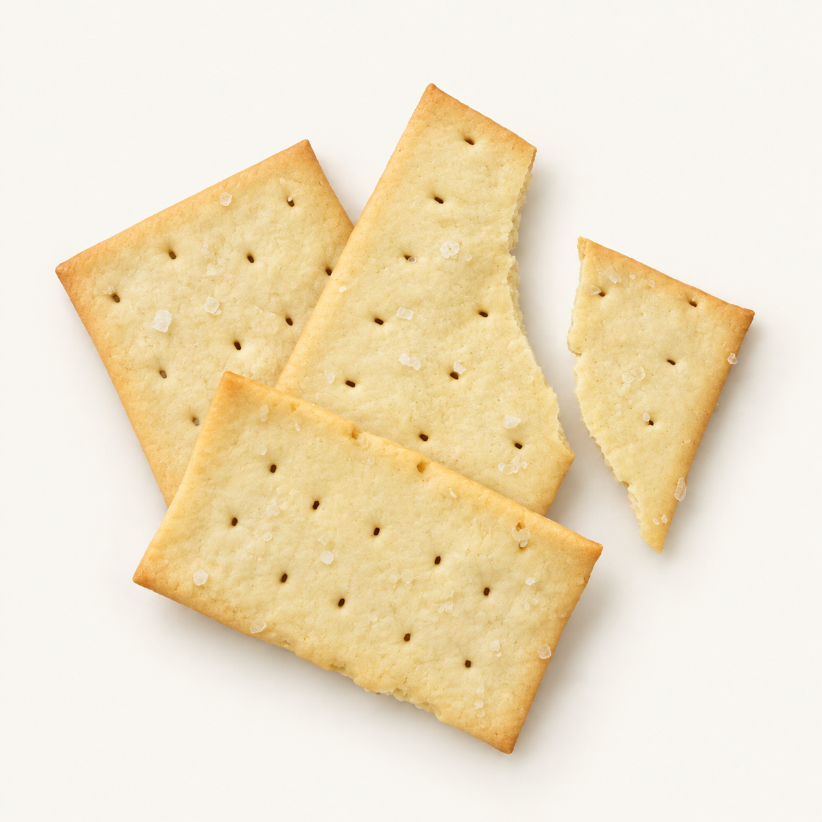 Olive Oil and Sea Salt Crackers - Mini, loose pieces on warm ivory