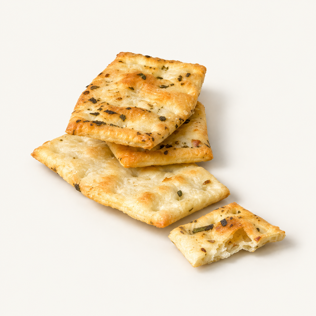 Rustic Artisan Crisps, loose pieces on warm ivory