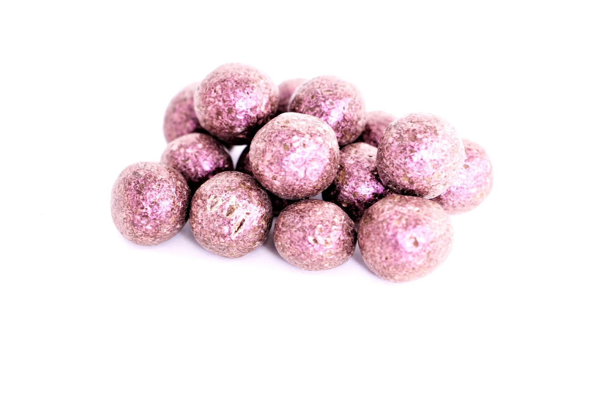Sparkling Rose Cordials with a shimmering pink coating