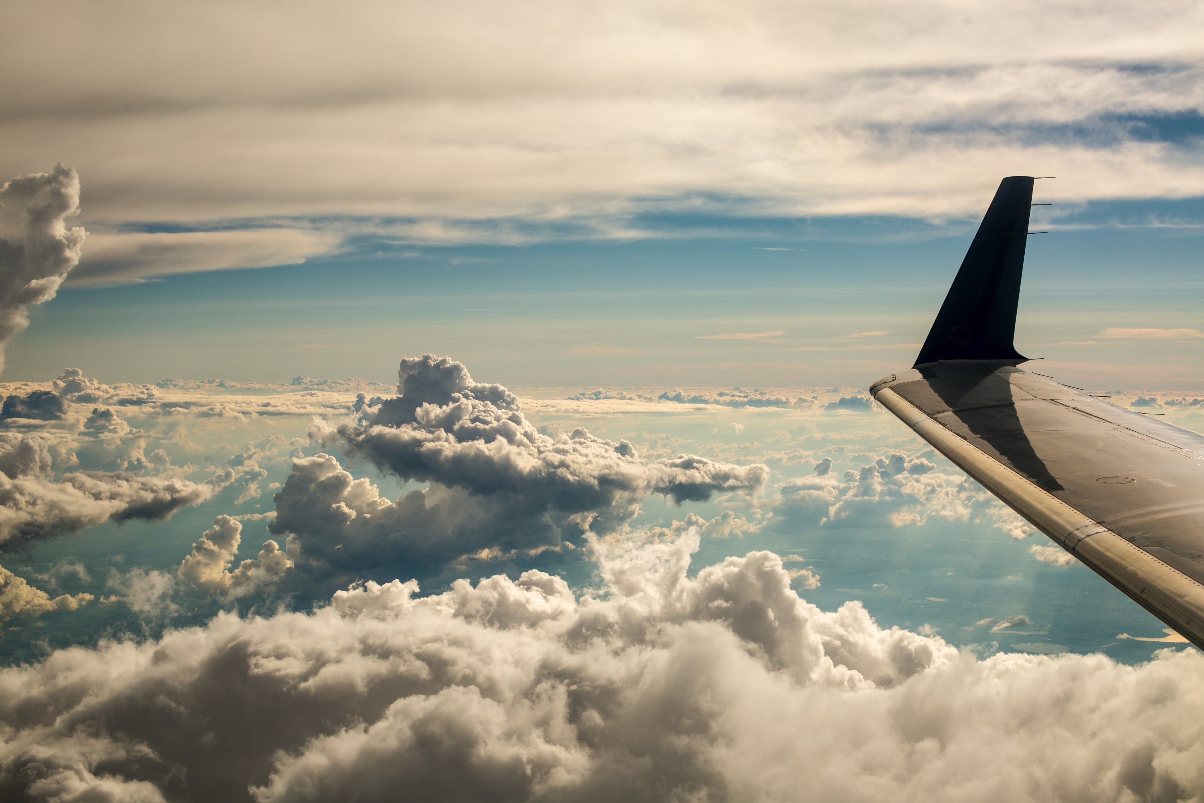 Clouds viewed from an airplane window