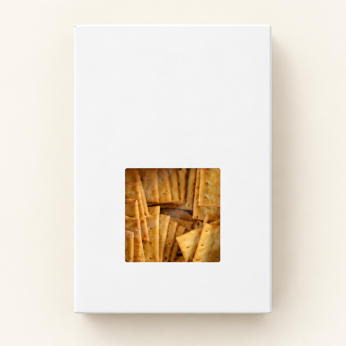 Olive Oil & Sea Salt Crackers — 5 oz. bag inside a blank white window box