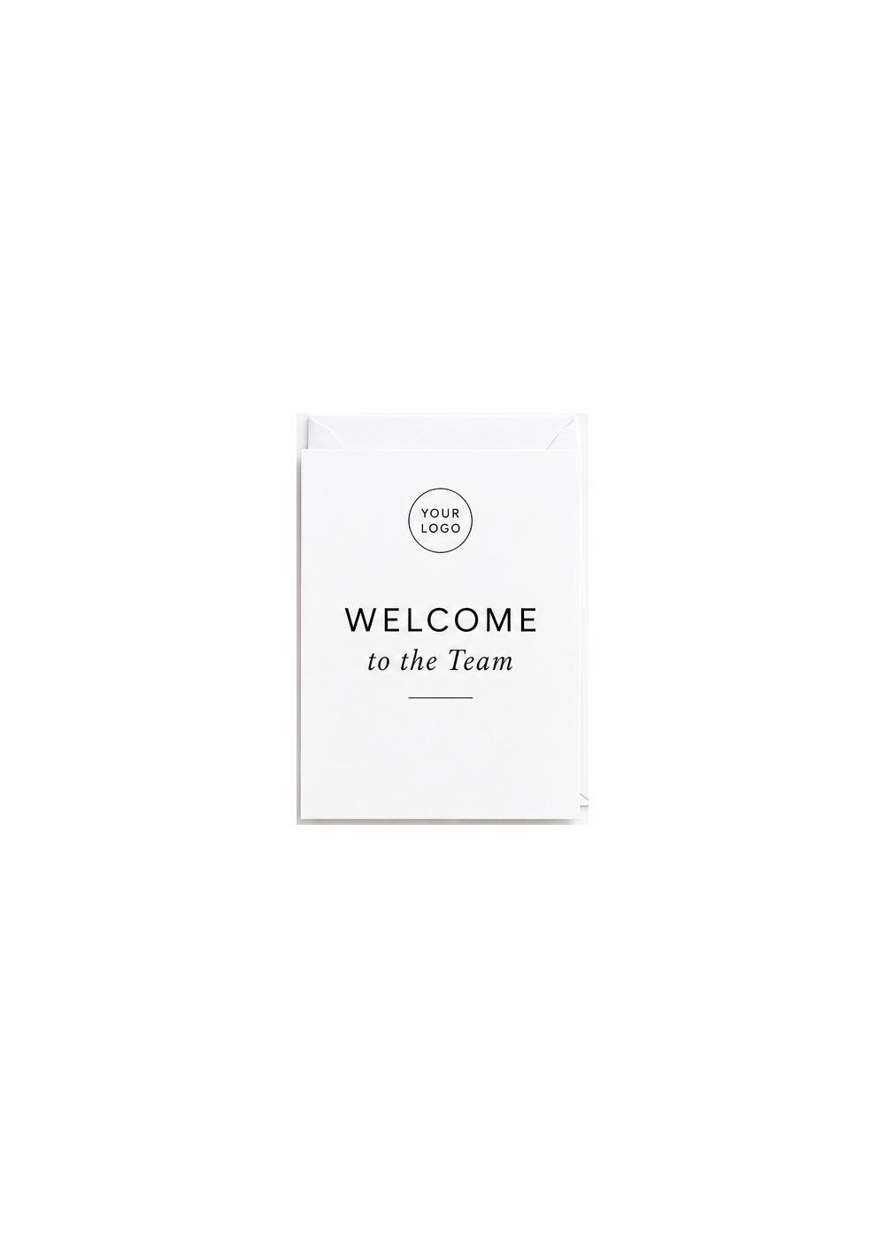 Welcome to the Team 5 x 7 greeting card with white envelope and custom logo placement
